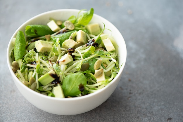 Salad with microgreens and avocado