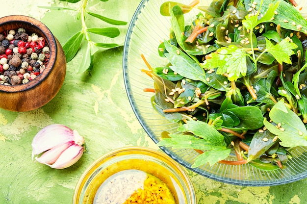 Salad with parsley and portulaca