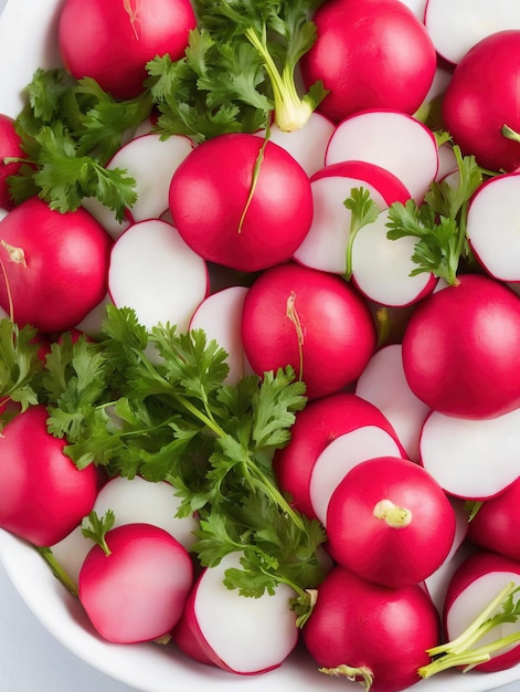 salad with radishes on flat surface