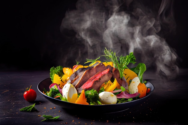 Salad with Roast Beef and vegetables