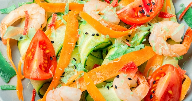 Salad with shrimp and vegetables