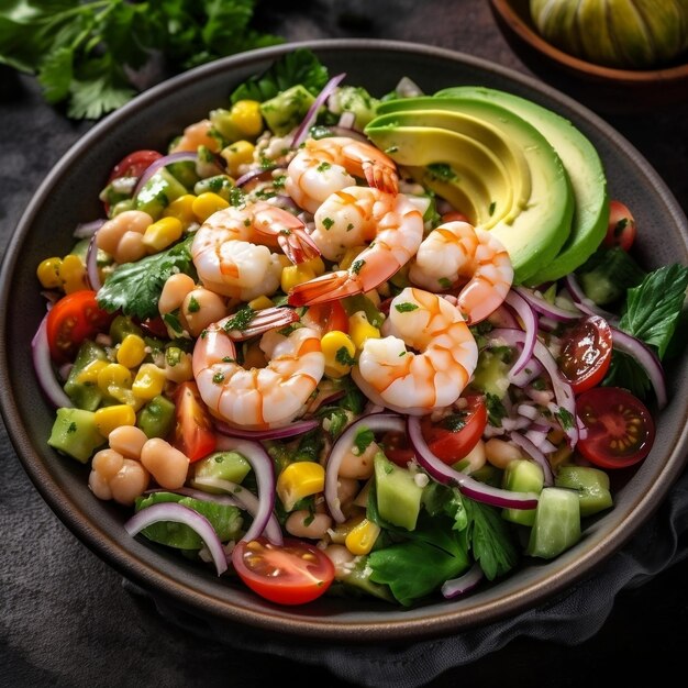 Salad with shrimps Ceviche