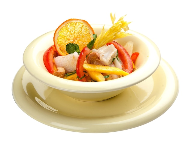 Salad with squid and mango Asian cuisine