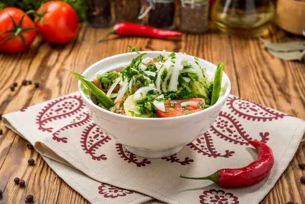 Salad with tomatoes and cucumbers