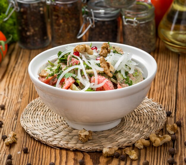 Salad with tomatoes and cucumbers