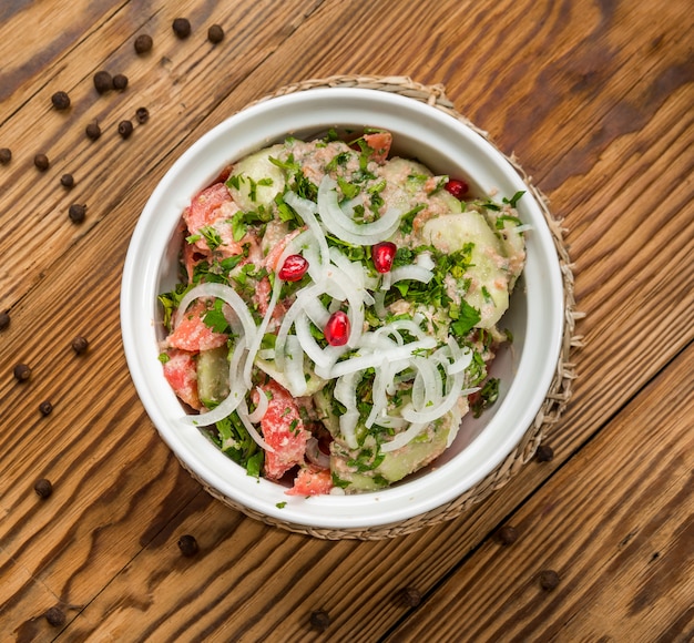 Photo salad with tomatoes and cucumbers