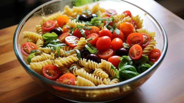 Salad with tomatoes and pasta