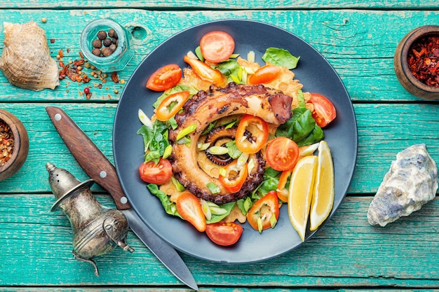 Salad with vegetables and octopus