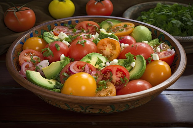 Salada fresca e colorida mistura de sabores generative IA