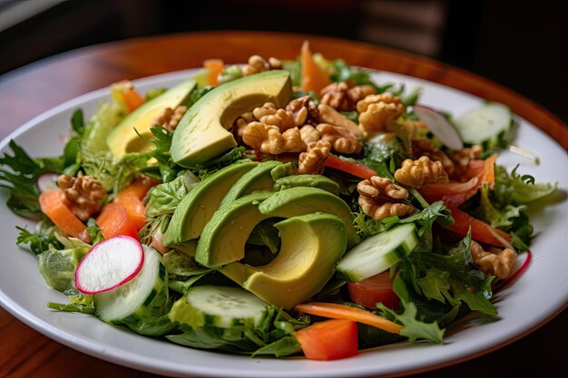 Salada fresca e vibrante repleta de cores e texturas generatieve IA