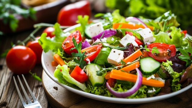 Salade met kaas en verse groenten Ai Generatief