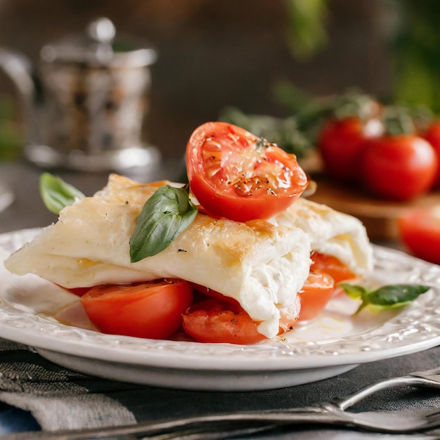 Foto salade met mozzarella en tomaten