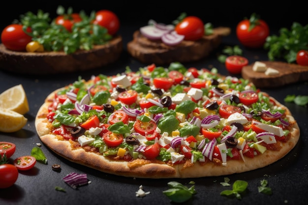 Salade pizza met knapperig platbrood