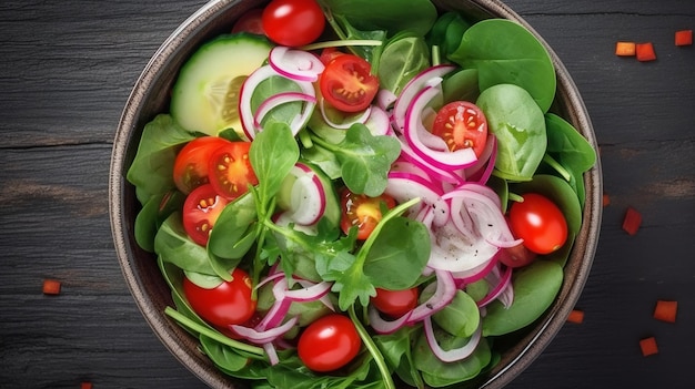 Saladeschotel met verse groenten