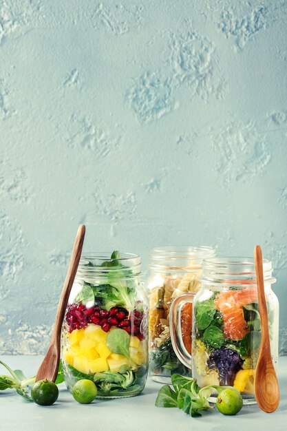 Salads in mason jars