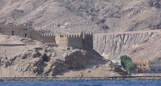 Salah El Din Castle op het eiland Farun in de Golf van Aqaba Rode ZeeTabaEgypte