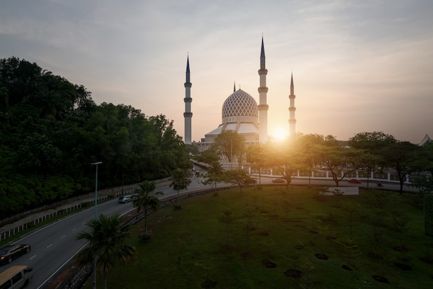 Salahuddin Abdul Aziz Shah Mosque during sunrise located at Shah Alam, Selangor, Malaysia.