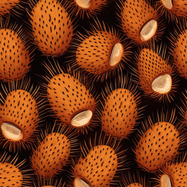 Salak brown spiky exotic seamless pattern