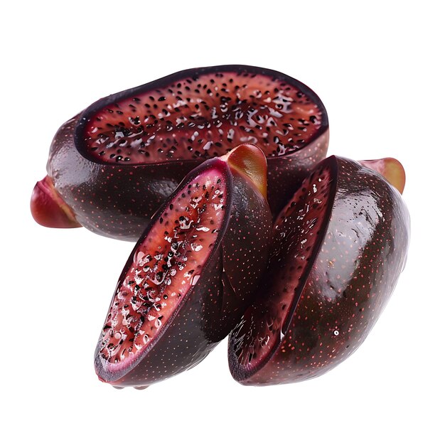 Salak Fruit in Oval Slices and Floating With a Dark Brown Co Isolated Photoshoot Clean Blank BG