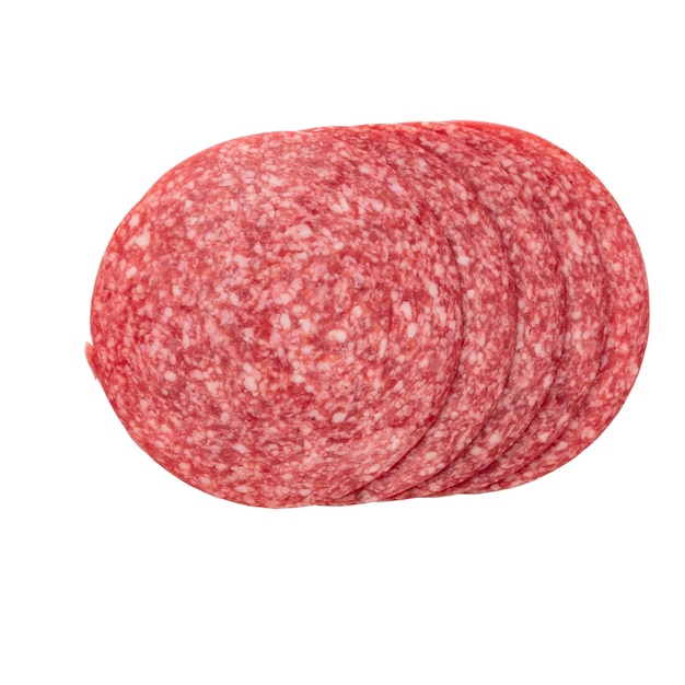 Salami geïsoleerd op witte achtergrond