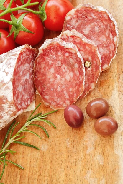 Salami milano food background