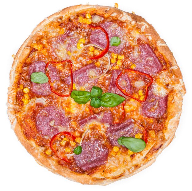 Salami Pizza isolated on white