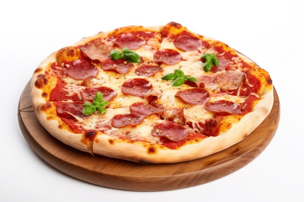 Salami Pizza on White Background