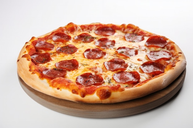 Salami Pizza on White Background