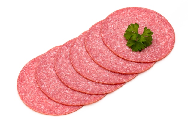 Salami plakjes geïsoleerd