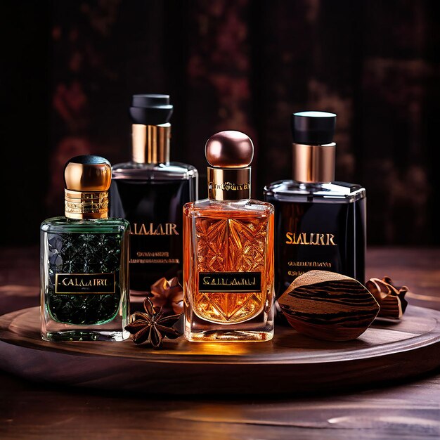 Foto salarif parfums op een houten tafel