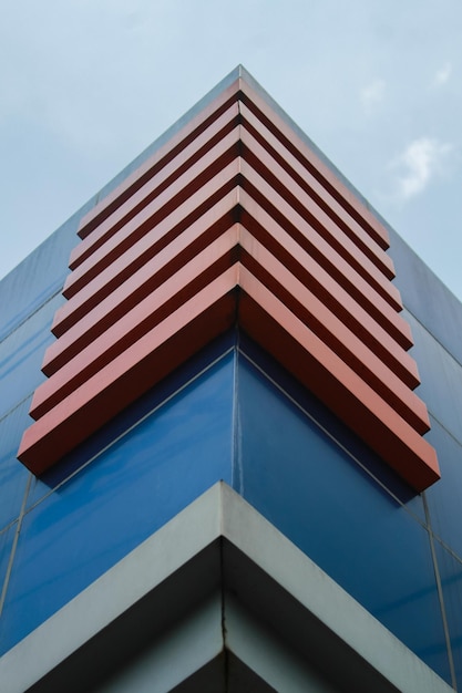 Salatiga June 2019 The BRI building in blue and orange with a sky background