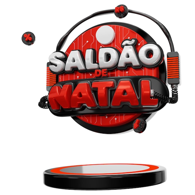 saldao de natal selo 3d render composicao social media christmas render ofertas de natal offers