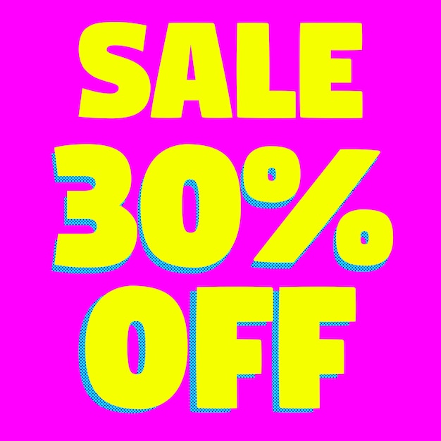 Photo sale 30 off discount offer price pink background yellow bold typography promotion black friday