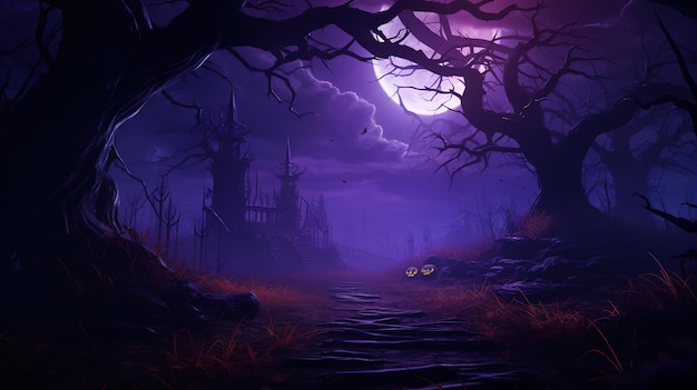 Sale background halloween big moon violet