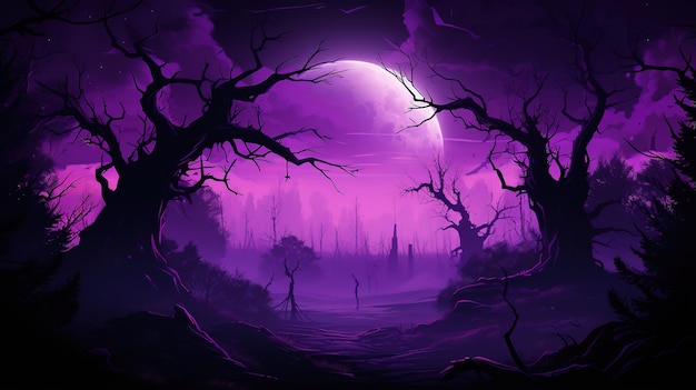 Sale background halloween big moon violet