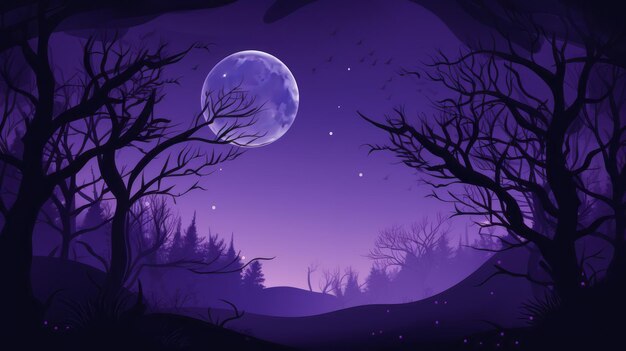 Продажа фон Хэллоуин большая луна фиолетовый