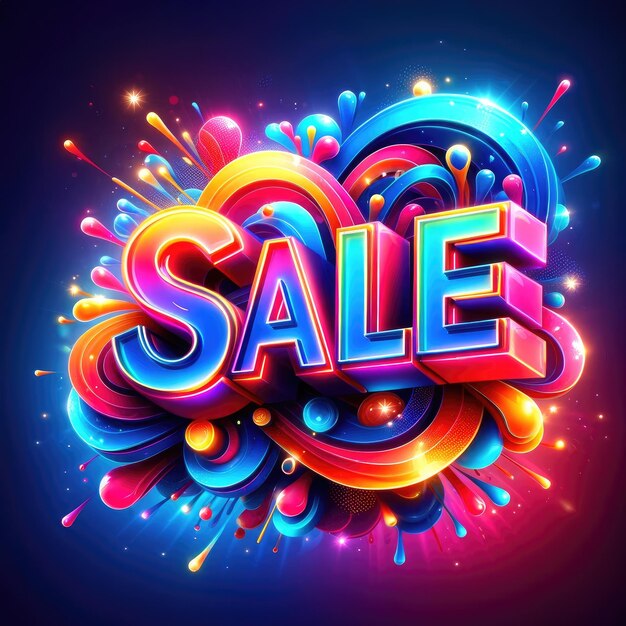 sale banner concept colorful neon background Generative AI