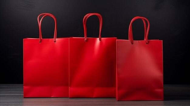 コンセプト: 赤いショッピングバッグを黒い背景に