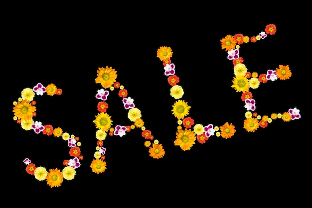 Sale. decorative letters from color flowers