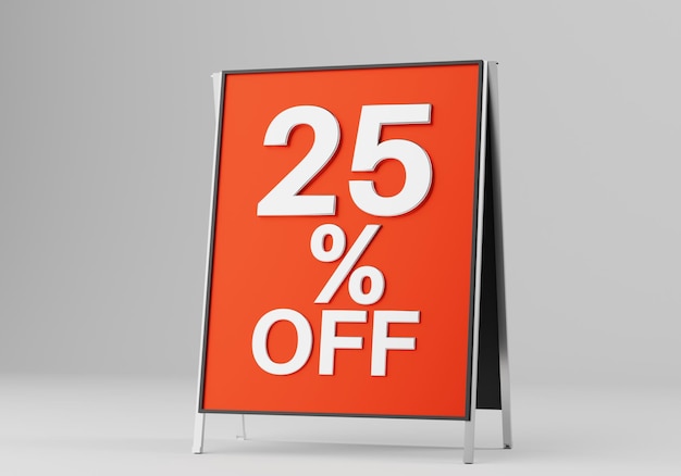 Sale discount set product emblem with percentage sell-off 3D illustration