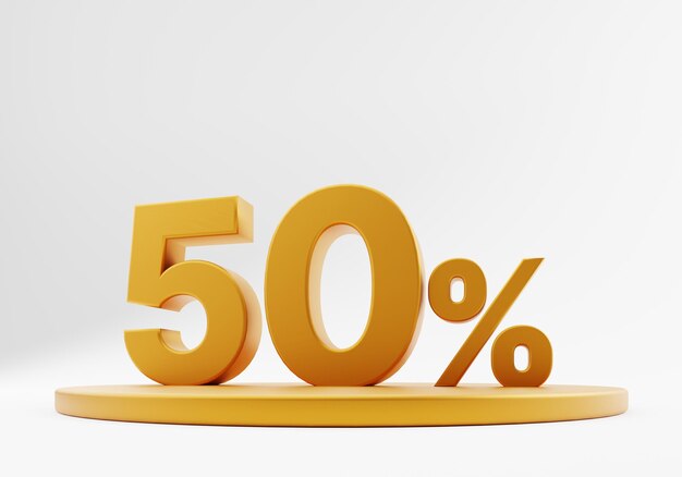 Sale, discount sets product emblem with percentage sell-off 3D illustration