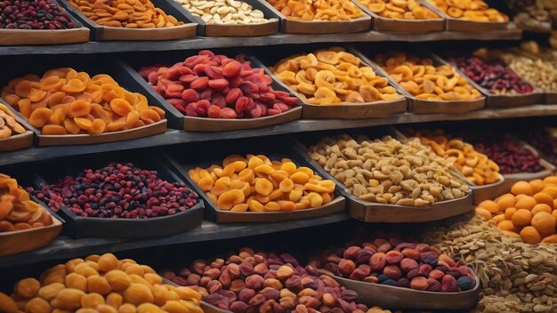 Sale of dried fruits at the market