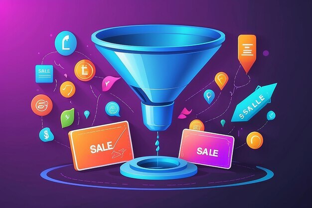 Photo sale funnel vector illustration