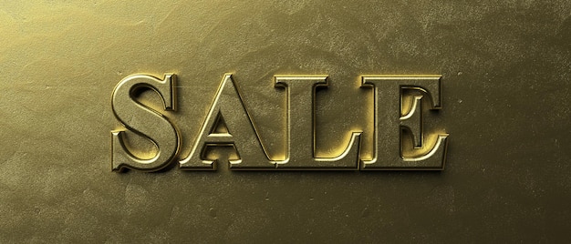 Photo sale gold color text on luxury golden background 3d illustration