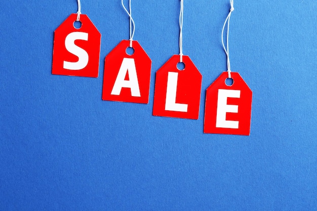 Sale labels on color background