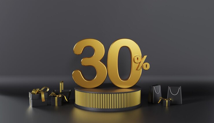 Photo 검은 배경에 검은 금요일 30% 할인 판매 제안