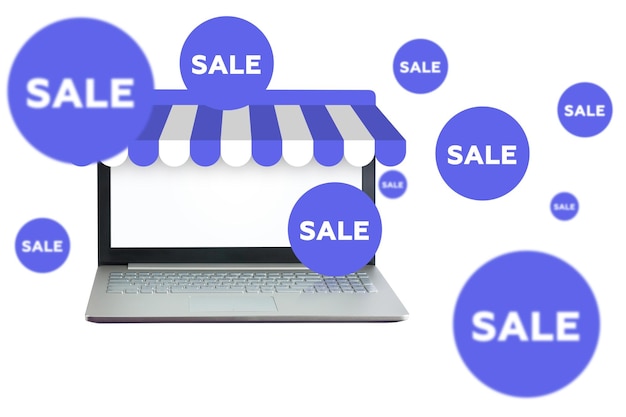 Sale online from laptop concept design