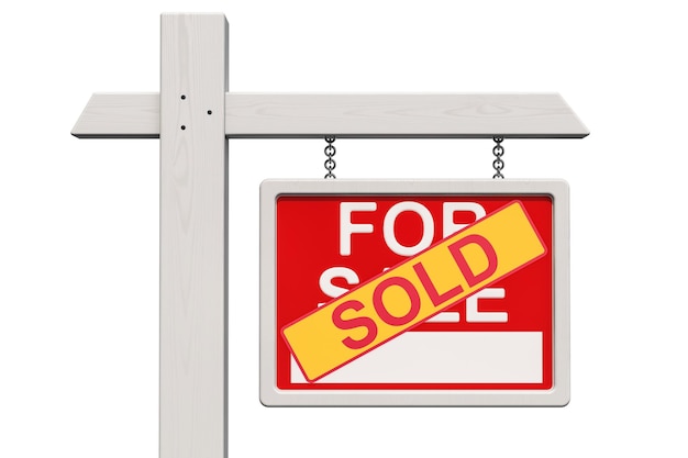 Photo for sale real estate sign with sold sticker 3d rendering