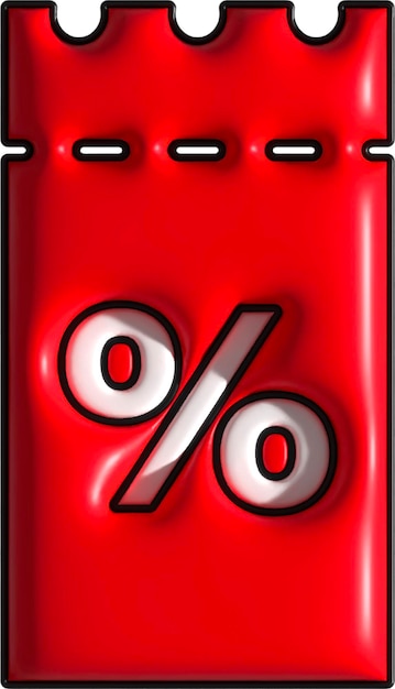 Photo sale red coupon for discount and promotion offer tag 3d icon sale and retail commercial concept