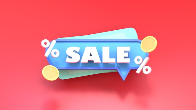 Sale sign. The concept of discounts and savings on purchases. 3d rendering.